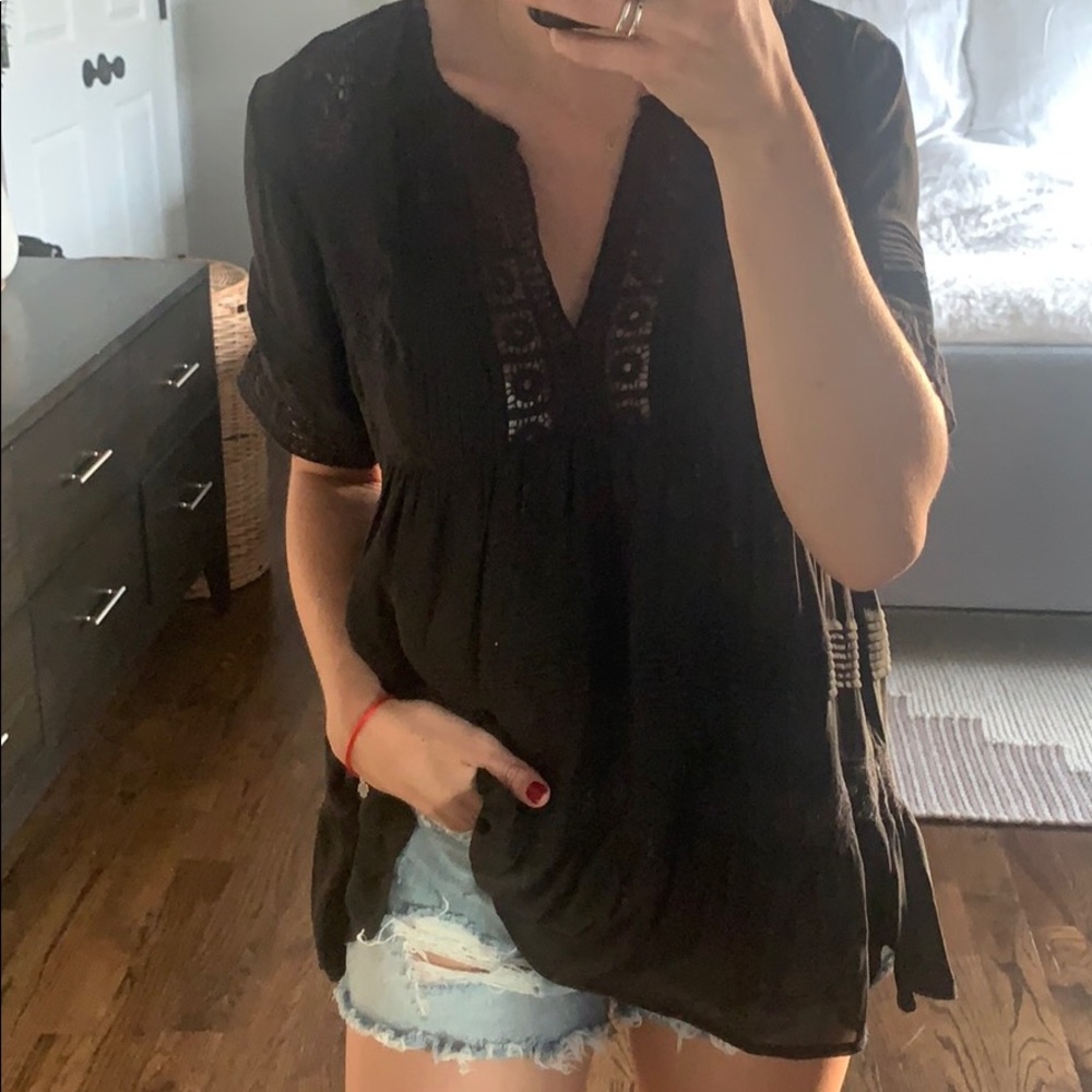 MAEVE BLACK PEASANT TOP